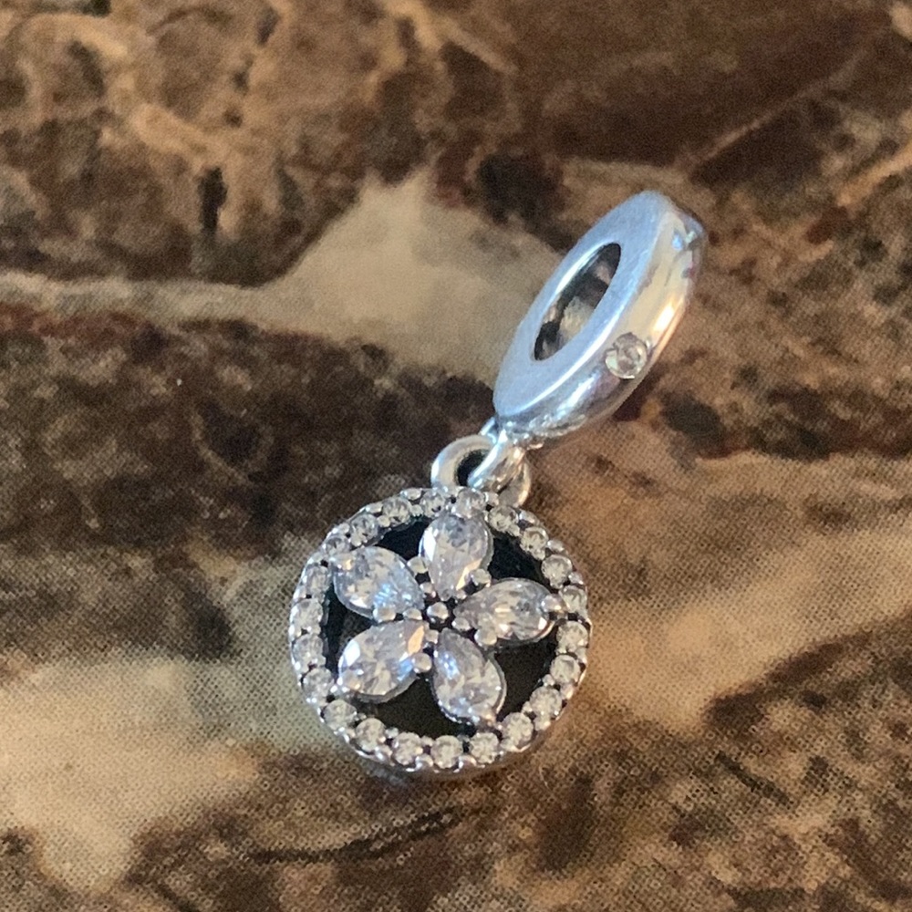 Authentic Pandora Sparkling Snowflake Circle Dang… - image 4